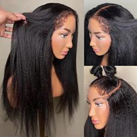 Perruque Cheveux Naturels Afro Kinky Raides 4C à Bords Bouclés, Sans Colle, Full HD, Perruque Lace Front 13x6 Transparente, Cheveux Bruts Indiens