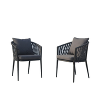 Ensemble de table et de chaises de salle à manger modernes, durables, légères, en aluminium, imperméables et empilables pour meubles d'extérieur de villa