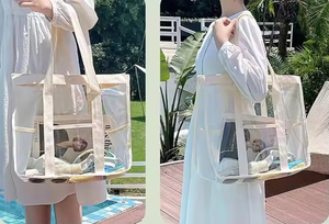 Bolsa de Playa para Exteriores, Gran Capacidad, Portátil, Impermeable, de PVC, con Botón, para Artículos de Aseo y Natación - Product Image 6