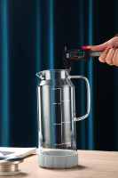 Carafe en verre borosilicate soufflée à la main, grande capacité, transparente, avec poignée, pour eau froide, avec couvercle filtrant en acier inoxydable 304