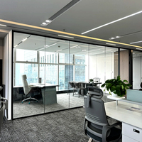 Cloison en verre minimaliste sans cadre, profilé en aluminium fin, séparateur de pièce pour immeubles commerciaux de grande hauteur, bureaux, écoles, villas
