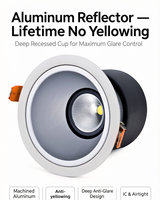 Downlight LED encastré ETL 5CCT 4 pouces 18W, fixe ou orientable, avec système de suspension, homologué IC, étanche, pour plafonds hauts, éclairage circadien