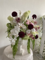 Décoration florale artificielle de style jardin en soie durable de haute qualité pour événements, centre de table de mariage blanc rose, marque QSLH
