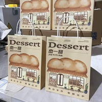 Sacs en papier pour sandwich alimentaire Kraft Sac d'emballage en papier à emporter pour restaurant avec poignée