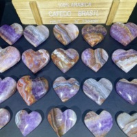 Cœur en Quartz Naturel, Améthyste et Agate, Mini Cœur d'Amour Sculpté à la Main, Pierre Précieuse de Guérison, Cadeau en Cristal pour la Décoration Intérieure - Vente en Gros