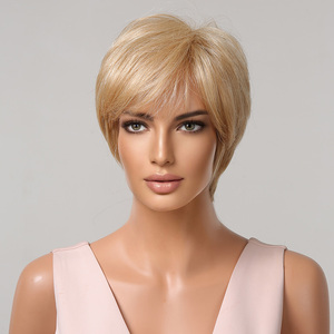 Parrucche in Capelli Umani Misti, Taglio Corto Pixie Biondo <span class=keywords><strong>con</strong></span> Frangia per Donne Bianche - Product Image 2