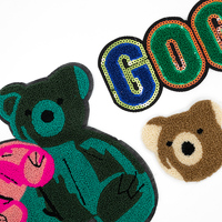 Patch en tissu éponge brodé de sequins en forme d'ours, broderie de dessin animé, accessoires vestimentaires brodés par ordinateur