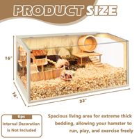 JQ Grandes Cages d'Élevage en Bambou et Bois pour Cochons d'Inde, Cages à Hamster avec Panneaux en Acrylique, Construction Robuste pour Hamsters et Accessoires