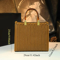 Nouveau Sac à Main Grande Capacité en PU Tressé Style Rétro Chinois pour Femme, Polyvalent avec Décoration Croisée, Idéal pour les Trajets Quotidien – Collection 2026