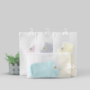 High Quality CPE Frosted Plastic Zipper <b>Bag</b> Customized Logo Printed Sock Packaging Ziplock <b>Bags</b> with Hanger - Product Image 1