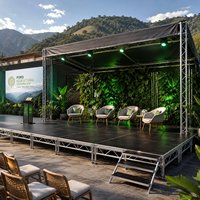 Plateforme de scène pour événements d'entreprise SGAIER PE-3, 1,22 x 2,44 m, en alliage d'aluminium modulaire, capacité de charge de 750 kg, utilisation en extérieur, double couche, noir