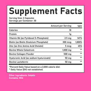 Give <b>Your</b> Body What It Needs Hair Skin and Nails Vitamins Capsules Bovine Whole Colostrum Multi-Vitamin Biotin Beauty Capsules - Product Image 6