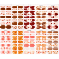 Bandes de gel semi-durcies prêtes à l'emploi, 16 faux ongles motif marbre ambre pour manucure de fête