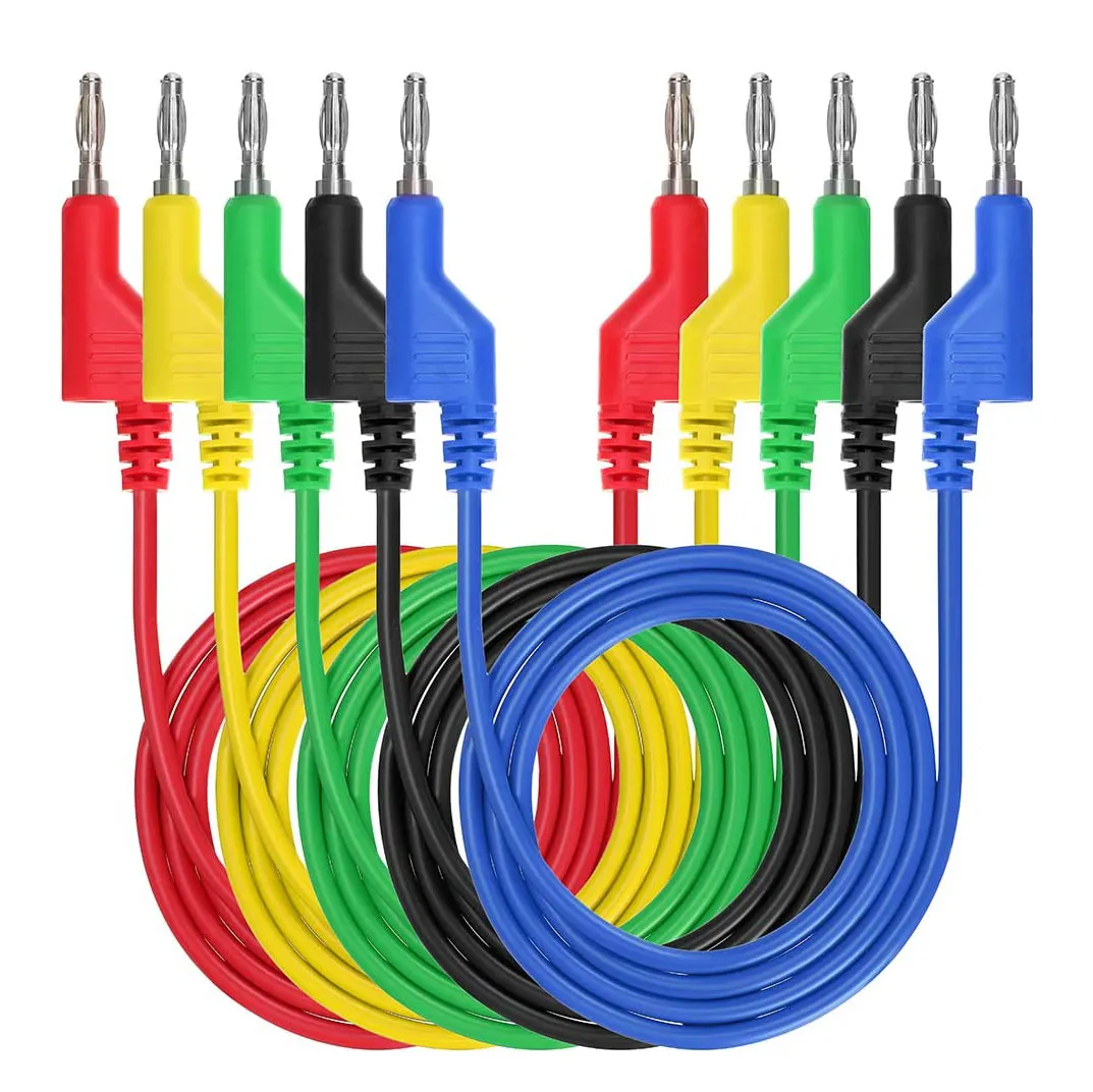 Kawat Tembaga Lembut 1000V/15A Dual Berakhir 4 0Mm Steker Pisang untuk Uji Plug Pisang Kabel Dapat Ditumpuk untuk Uji Pengukuran Elektronik