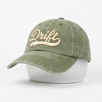 Gorra de Béisbol Deportiva Curva de Algodón Lavado sin Estructura de 6 Paneles con Logotipo Personalizado al por Mayor, Bordado 3D Hinchado, Estilo Vintage Verde Oliva para Papá