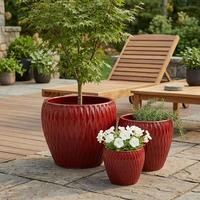 Pot Tanaman Bohemian Berkualitas Tinggi dengan Lubang Drainase Merah Pot Bunga Modern Pot Keramik untuk Penggunaan di Taman dan Rumah