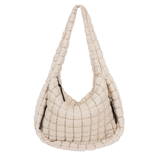 New Large Quilted Pleated Crossbody Shoulder Bag Custom Lightweight Quilted Padding Puffer Tote Bag with Multi Zip Pockets