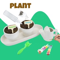 Kit de plantation pour enfants - Outils de dessin et de culture DIY avec mini pots de fleurs en céramique, arrosoir, 12 peintures, jouet cadeau pour enfants