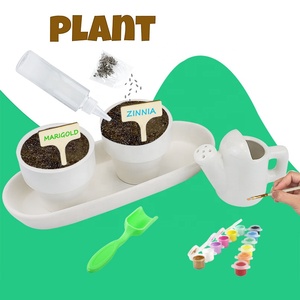 Kit de plantation pour enfants - Outils de dessin et de culture DIY avec mini pots de fleurs en céramique, arrosoir, 12 peintures, jouet cadeau pour enfants - Product Image 6