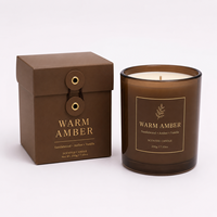 Bougie parfumée en cire de soja en pot de verre réutilisable, série marron, purificateur d'air, coffret cadeau écologique personnalisé