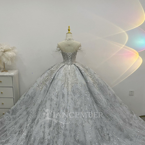 Vestido de Novia de Lujo con Lentejuelas Brillantes y Pedrería, Vestido de Novia con Falda Voluminosa, Vestido de Novia para Catedral Lsjj57 Jancember - Product Image 6