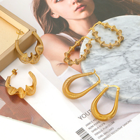 Nouveau Punk acier inoxydable PVD plaqué or gros torsadé C boucles d'oreilles bijoux pour femmes Huggie creux luxe boucles d'oreilles femmes