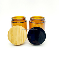 Pot cosmétique en verre ambré de haute qualité pour usine, 4oz 6oz 120ml 180ml 100g 150g, avec couvercle en bambou, pour soins de la peau et du visage