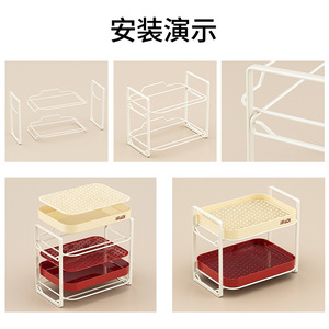 Abepc Double Layer Tea Cup Storage Rack Plastic Office Organizer <b>Desktop</b> <b>Standing</b> Type Rectangle Modern Luxury Style - Product Image 4