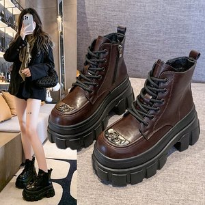 时尚玛丽简窥视脚趾男童女童童靴，冬季时尚聚氯乙烯鞋底合成革鞋面 - Product Image 2
