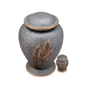 Urna Conmemorativa de Latón Gris Oscuro Hecha a Mano, Florero Decorativo para Cenizas, Urna de Cremación Portátil, Regalo - Artesanía India para el Hogar - Product Image 1