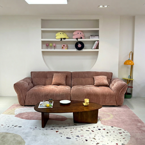 Modern Fabric Sectional <b>Sofa</b> With Tufted Back And Curved Arms For Living Room - Product Image 2