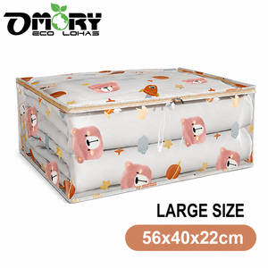 OMORY Transparent Clothes Quilt Storage Bag (<b>Large</b>) Multifunctional seasonal bedding storage foldable toy bag - Product Image 3