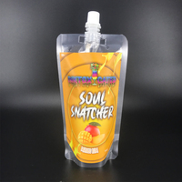 Pochettes souples transparentes de 8 oz avec bec verseur pour échantillons de vin et aliments, emballage plastique autoportant pour liquides