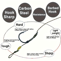 Hameçons de pêche à la carpe européens à tige courbée en acier à haute teneur en carbone, montages à ligne tressée et à cheveux, 8340 Tailles 2 4 6 8