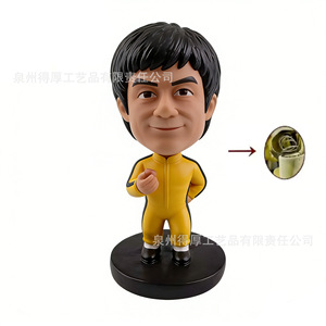 Custom Kung Fu <b>Bobblehead</b> Resin Figurine Yellow Suit Martial Arts Master Decorative Ornament Business Gift Fujian Made - Product Image 3