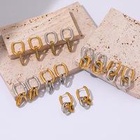   Boucles d'oreilles créoles Tren Zircon incrustées, luxe léger, haut de gamme, en acier inoxydable plaqué or 18 carats, étanches