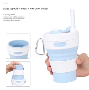 Tasse à café pliante en silicone pour l'extérieur, télescopique et créative, nouveauté pour <span class=keywords><strong>Amazon</strong></span> verres transfrontaliers avec <span class=keywords><strong>logo</strong></span> personnalisé - Product Image 2