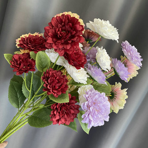 ดอกไม้ยี่ยี่ ซีรีส์สีม่วงยุโรป ดอกเบญจมาศหกหัว ขนาด 30 ซม. 100 ซม. ดอกไม้ประดิษฐ์สำหรับตกแต่งบ้าน - Product Image 3