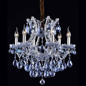 Lámpara de Araña de Cristal María Teresa RHD, Clásica y Elegante, con Lámparas Azules y Blancas Centrales, Altura Ajustable, para Uso en Hoteles, Incluye Proyecto - Product Image 4