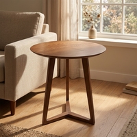 Table d'appoint ronde en bois massif de style nordique, table d'appoint en bois à 3 pieds, petite table basse pour salon, chambre à coucher