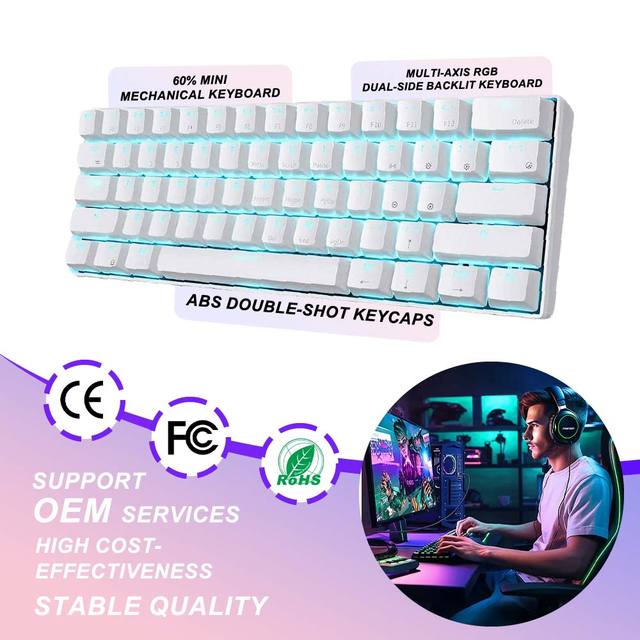 New Arrival Latest Design Sell Well New Type K61 Wireless 60% Mechanical Keyboard Rgb