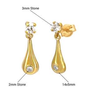 Elegante estilo sofisticado 14K oro lágrima gota circón pendientes colgantes calidad superior para bodas regalos y ocasiones especiales - Product Image 3