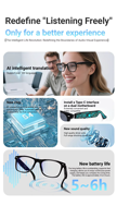 Gafas de Traducción Inteligente con IA, 100+ Idiomas, Bluetooth 5.4, IA de Oído Abierto, Chat con IA, Videollamadas para Viajes, Negocios y Trabajo