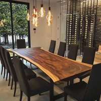 Plateau de table en bois de noyer massif à bord vif, idéal pour les restaurants et les salles à manger