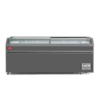 Congelador Horizontal con Puerta de Vidrio Curva de 1.8 m, Congelador de Supermercado para Mariscos, Alimentos Congelados, Pescado, Helados