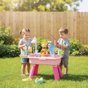 Lavello Giocattolo Con Acqua Corrente Per Bambini 3+, 23 Pezzi, Rubinetto Elettrico 90°, Circolazione Automatica, In ABS, 45x26x39 Cm
