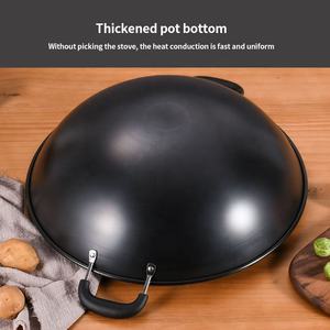 <span class=keywords><strong>Wok</strong></span> antiadhésif en gros d'usine Poêle à frire à deux poignées en bakélite Cuisinière à gaz <span class=keywords><strong>Wok</strong></span> à frire en fonte - Product Image 4