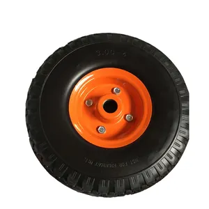 Verschiedene Pu Foam Wheel Stahl oder Kunststoff Felge Pu Flat Free Schubkarre Räder Gummireifen