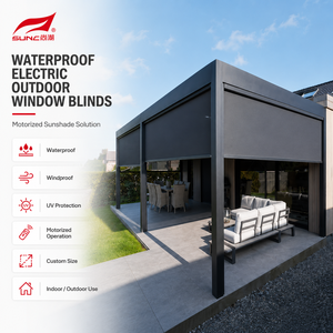Stores enrouleurs motorisés Zipscreen imperméables en gros, protection UV et contre le vent, spécifications personnalisées pour grands projets immobiliers - Product Image 1
