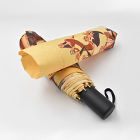 Parapluie de voyage pliant en trois sections, manuel, avec tige en aluminium, en tissu pongé 190T, imperméable, impression intégrale personnalisée, compact, 21 pouces